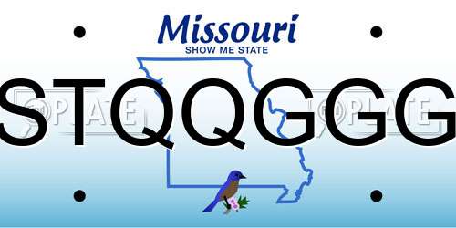 STQQGGG Missouri License Plate