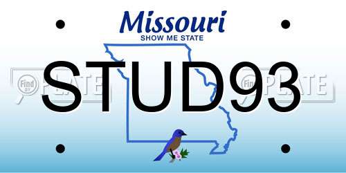 STUD93 Missouri License Plate