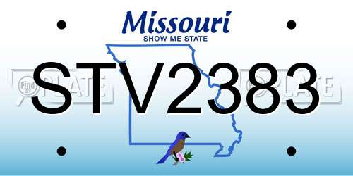 STV2383 Missouri License Plate