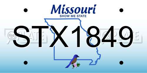 STX1849 Missouri License Plate