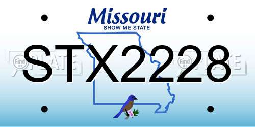 STX2228 Missouri License Plate