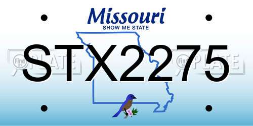 STX2275 Missouri License Plate