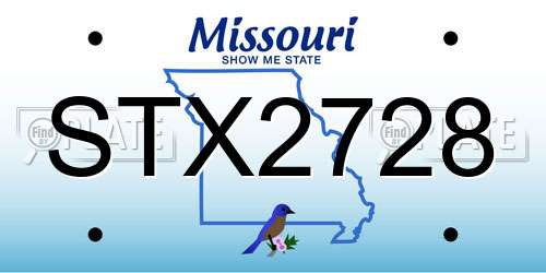 STX2728 Missouri License Plate