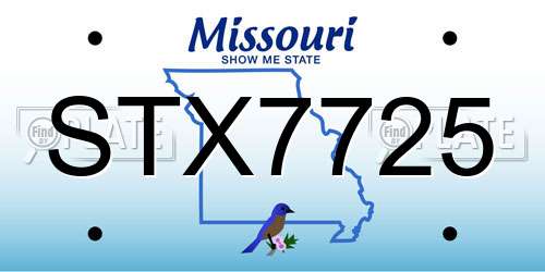 STX7725 Missouri License Plate