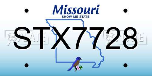 STX7728 Missouri License Plate