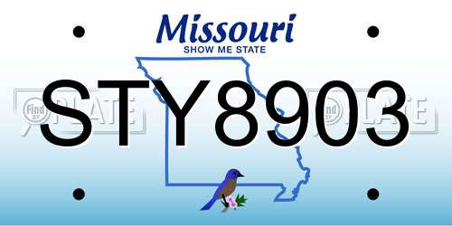 STY8903 Missouri License Plate