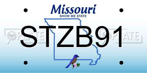 STZB91 Missouri License Plate