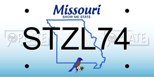 STZL74 Missouri License Plate
