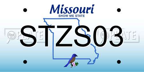 STZS03 Missouri License Plate