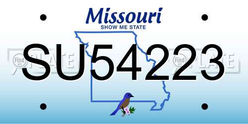 SU54223 Missouri License Plate