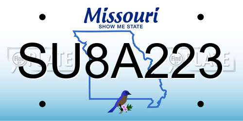 SU8A223 Missouri License Plate