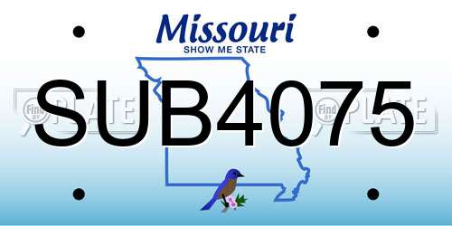 SUB4075 Missouri License Plate