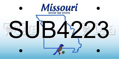 SUB4223 Missouri License Plate