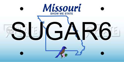 SUGAR6 Missouri License Plate
