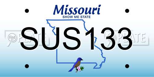 SUS133 Missouri License Plate