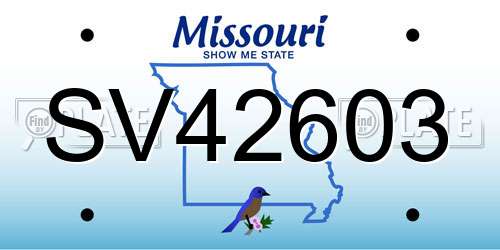 SV42603 Missouri License Plate