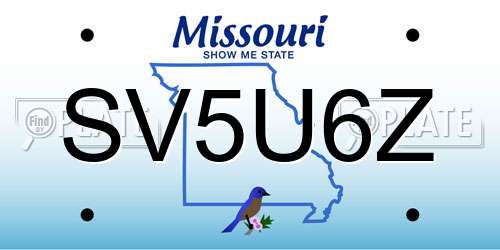 SV5U6Z Missouri License Plate
