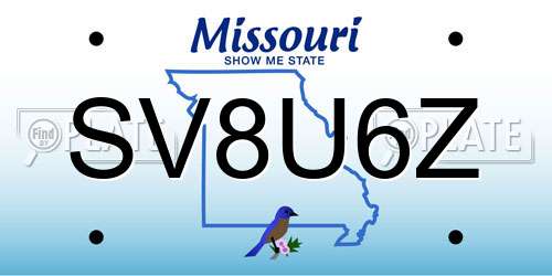 SV8U6Z Missouri License Plate