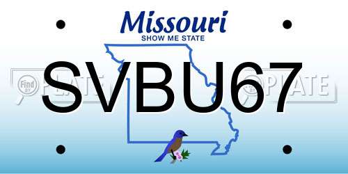 SVBU67 Missouri License Plate