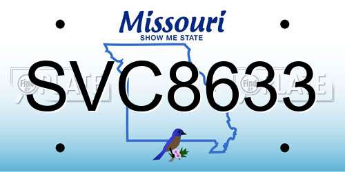 SVC8633 Missouri License Plate