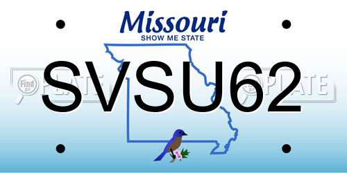 SVSU62 Missouri License Plate