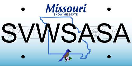 SVWSASA Missouri License Plate