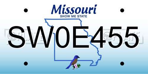 SW0E455 Missouri License Plate