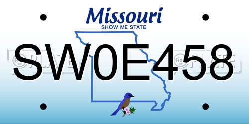 SW0E458 Missouri License Plate