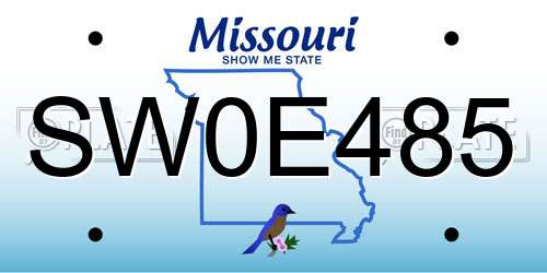 SW0E485 Missouri License Plate
