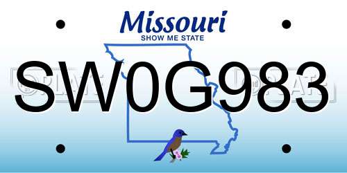 SW0G983 Missouri License Plate