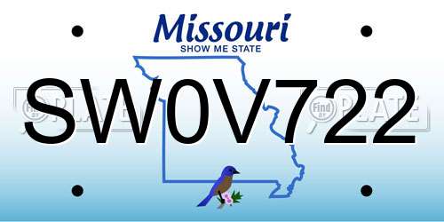 SW0V722 Missouri License Plate