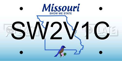 SW2V1C Missouri License Plate