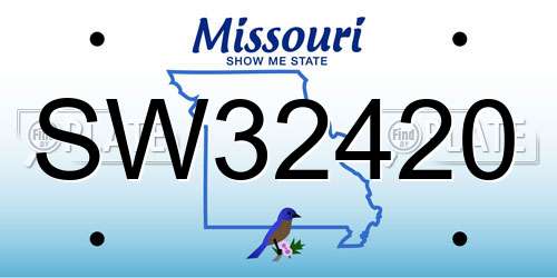 SW32420 Missouri License Plate