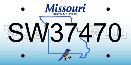 SW37470 Missouri License Plate