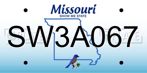 SW3A067 Missouri License Plate