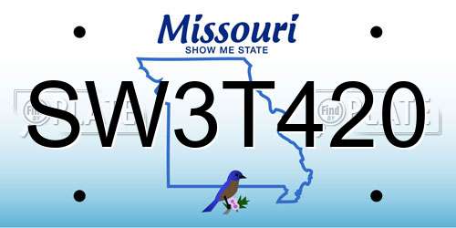 SW3T420 Missouri License Plate