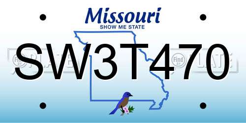 SW3T470 Missouri License Plate