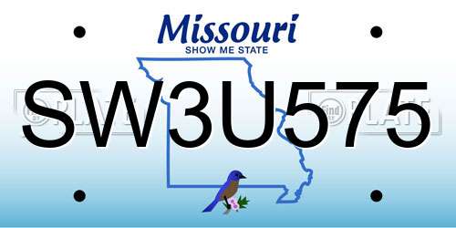 SW3U575 Missouri License Plate