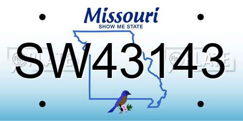 SW43143 Missouri License Plate