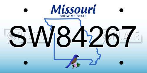 SW84267 Missouri License Plate