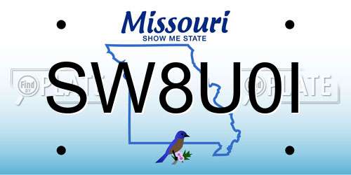 SW8U0I Missouri License Plate