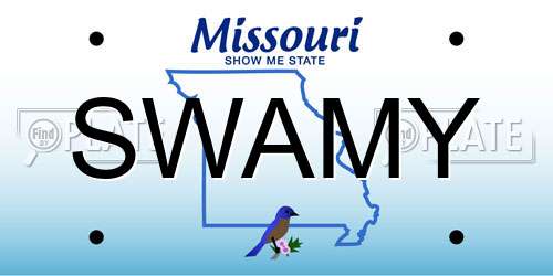 SWAMY Missouri License Plate