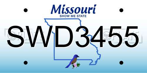SWD3455 Missouri License Plate