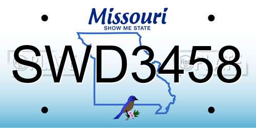 SWD3458 Missouri License Plate