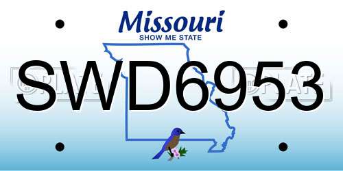SWD6953 Missouri License Plate