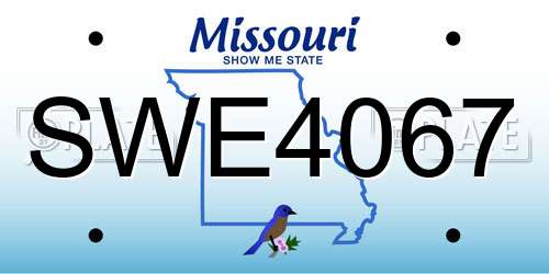 SWE4067 Missouri License Plate