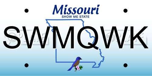 SWMQWK Missouri License Plate