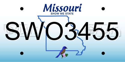 SWO3455 Missouri License Plate