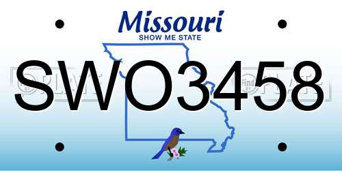 SWO3458 Missouri License Plate
