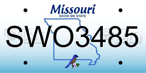 SWO3485 Missouri License Plate